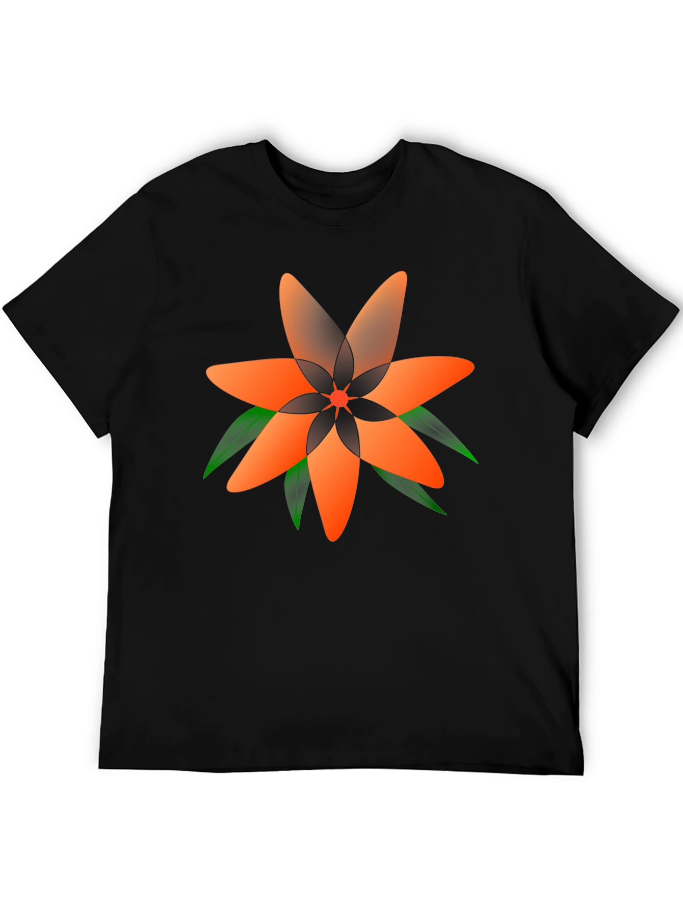 Geometric Floral Tee - Stylish Black T-Shirt