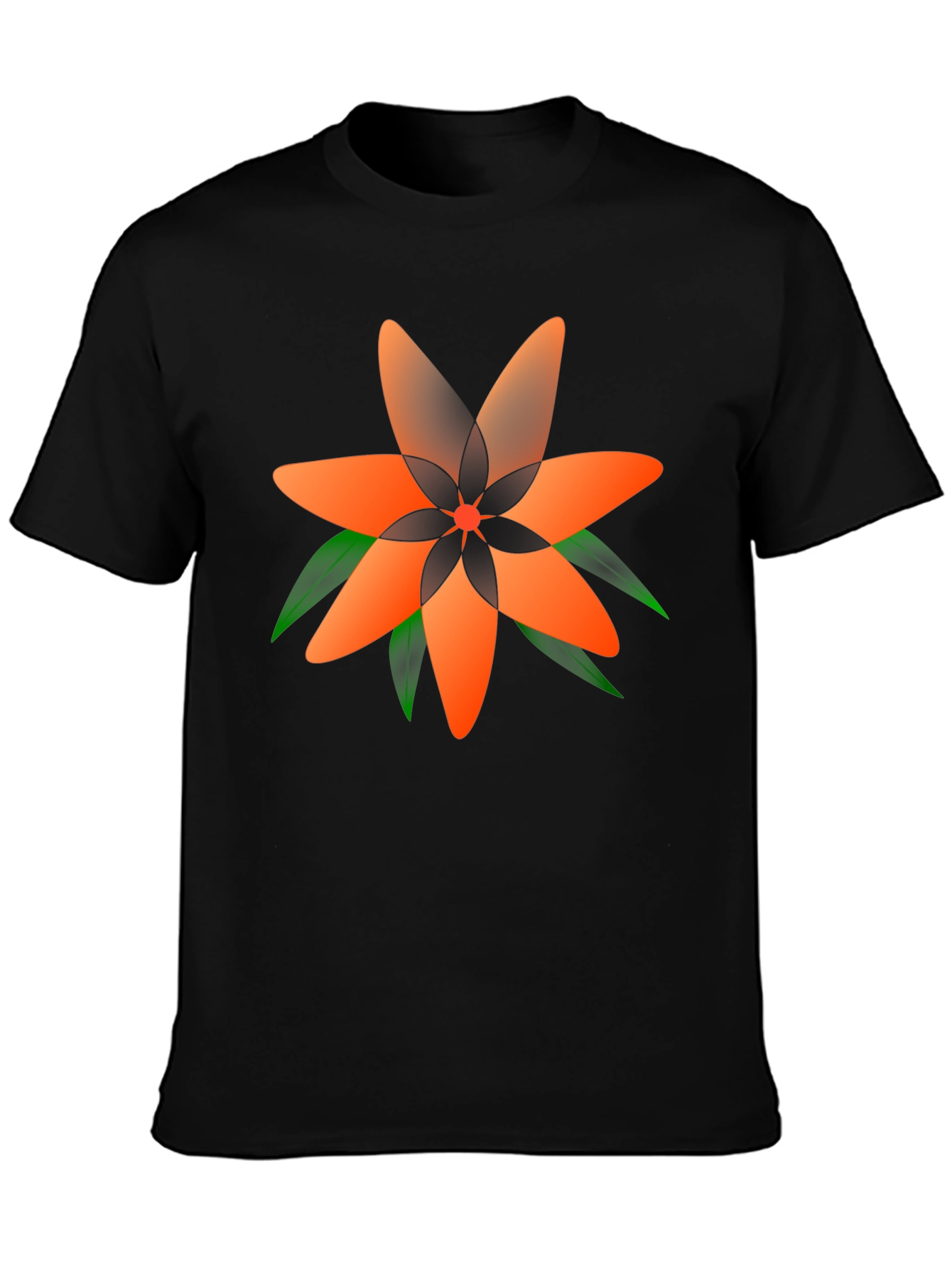 Geometric Floral Tee - Stylish Black T-Shirt