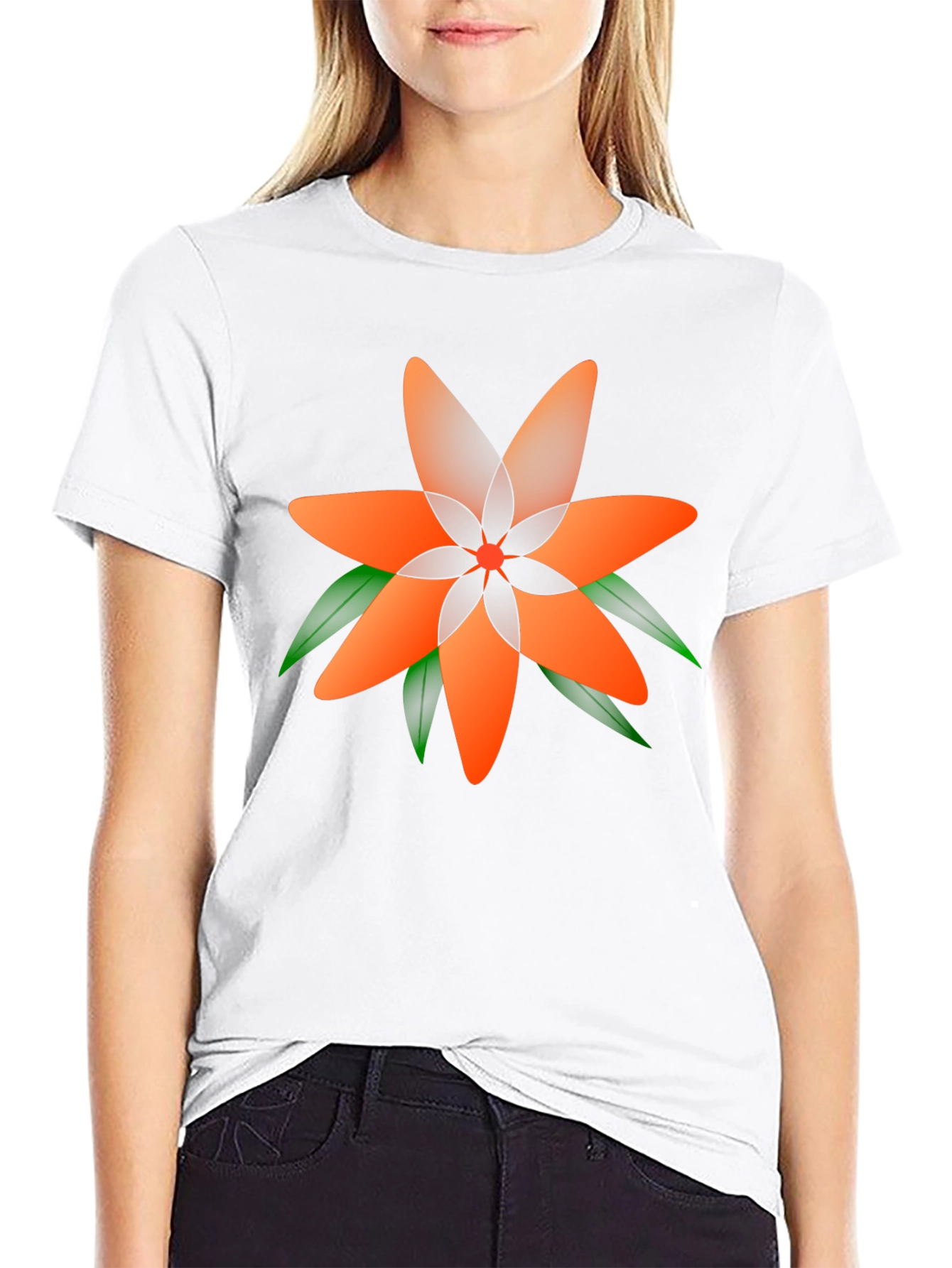 Geometric Floral Tee - Stylish Black T-Shirt
