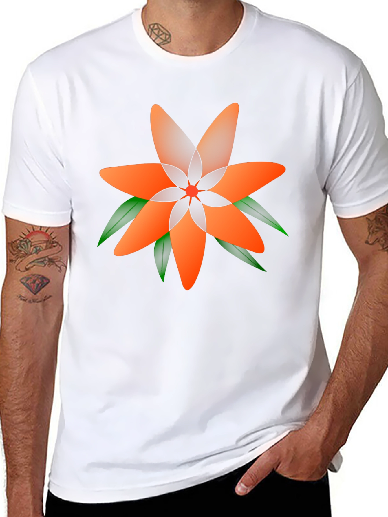 Geometric Floral Tee - Stylish Black T-Shirt