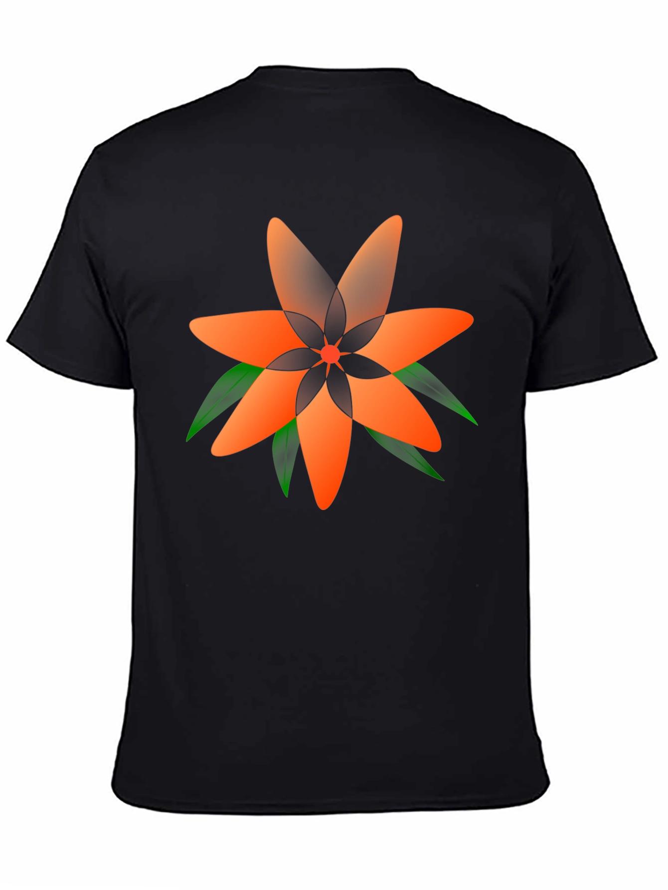 Geometric Floral Tee - Stylish Black T-Shirt