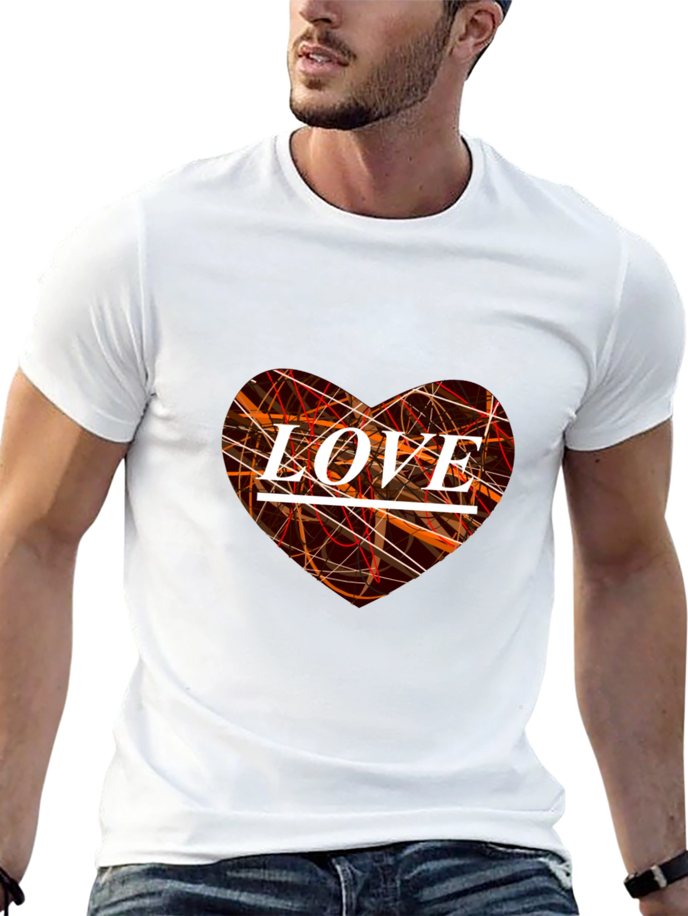 Love Heart Graphic Print Black T-Shirt