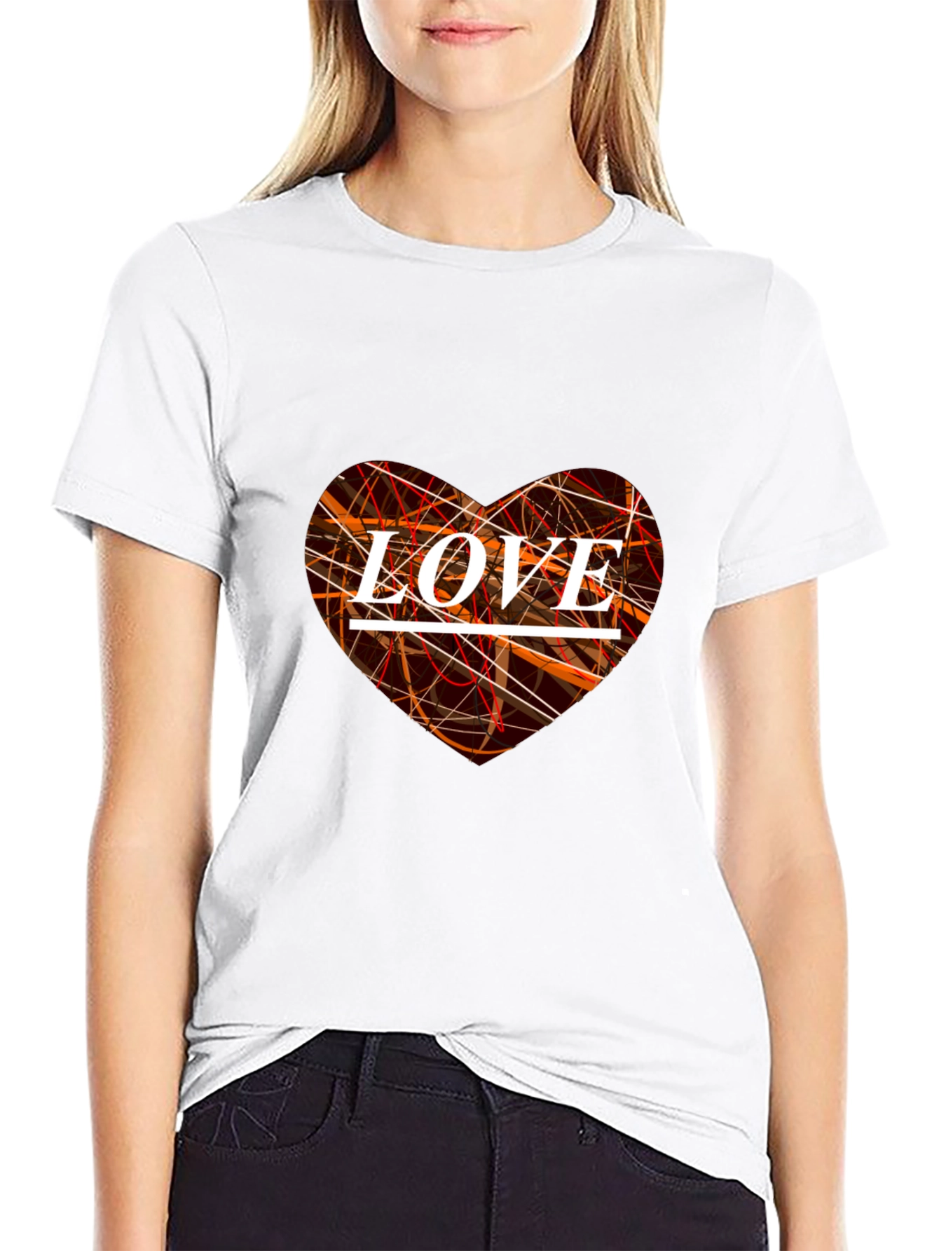 Love Heart Graphic Print Black T-Shirt