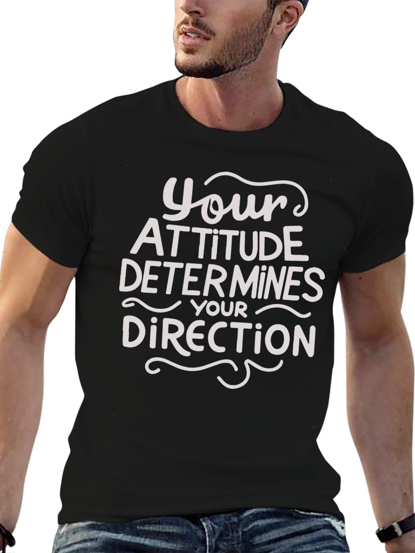 Attitude Determines Direction Graphic Tee - Black