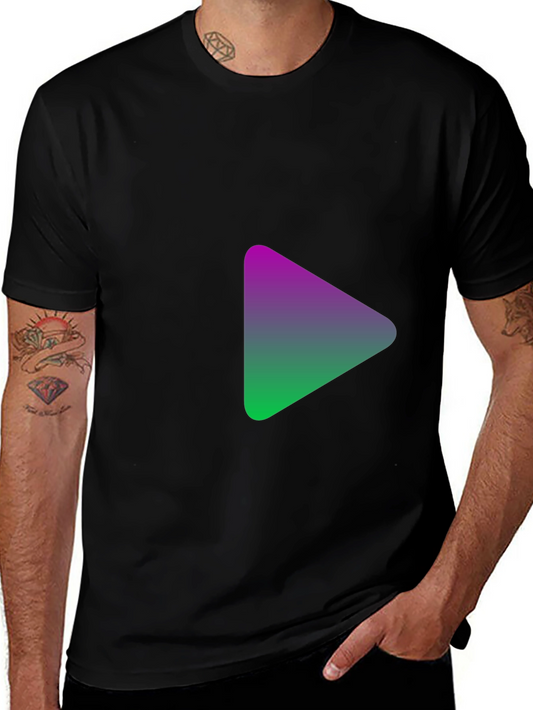 Modern Gradient Play Icon Black T-Shirt