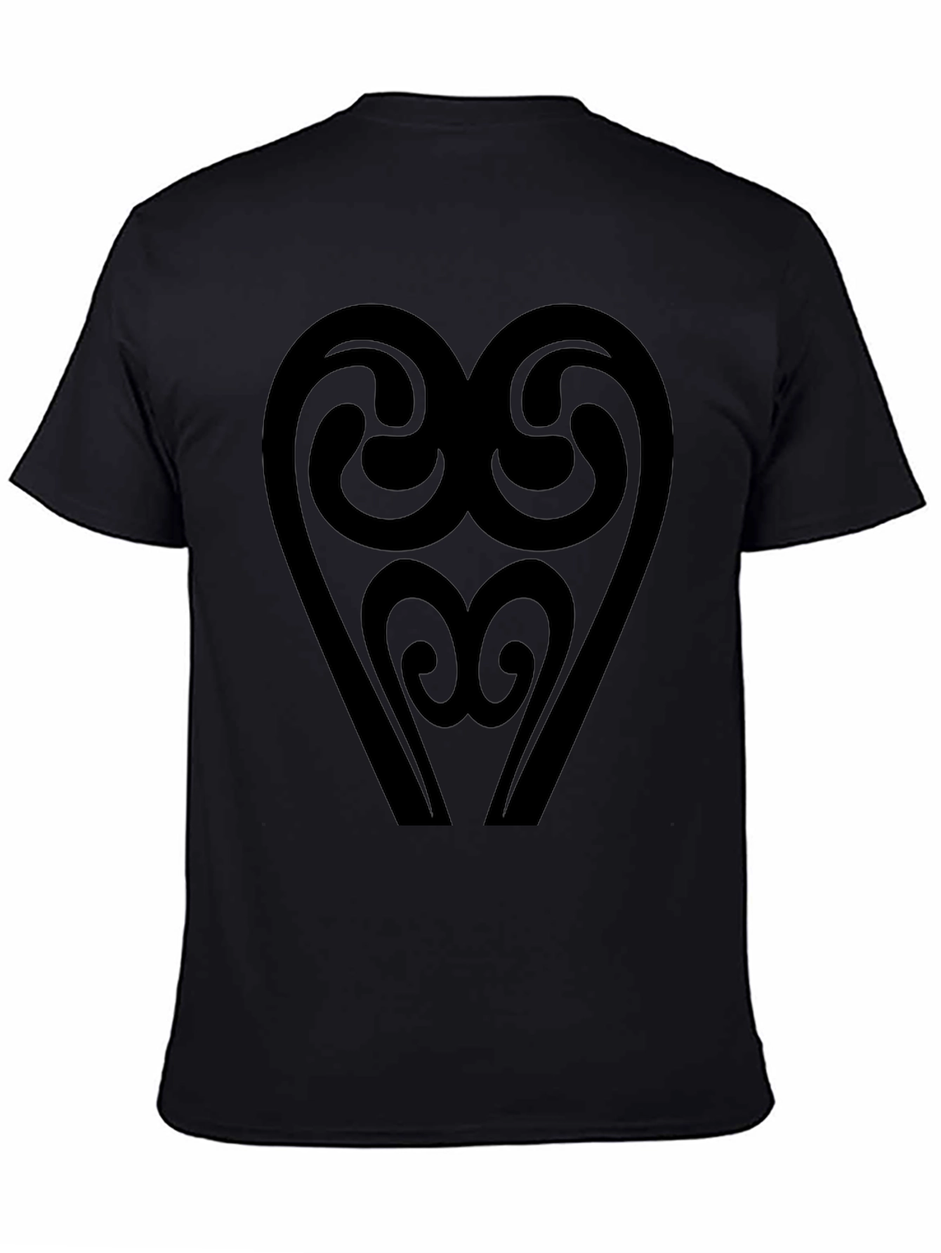 Abstract Heart Graphic T-Shirt - Black