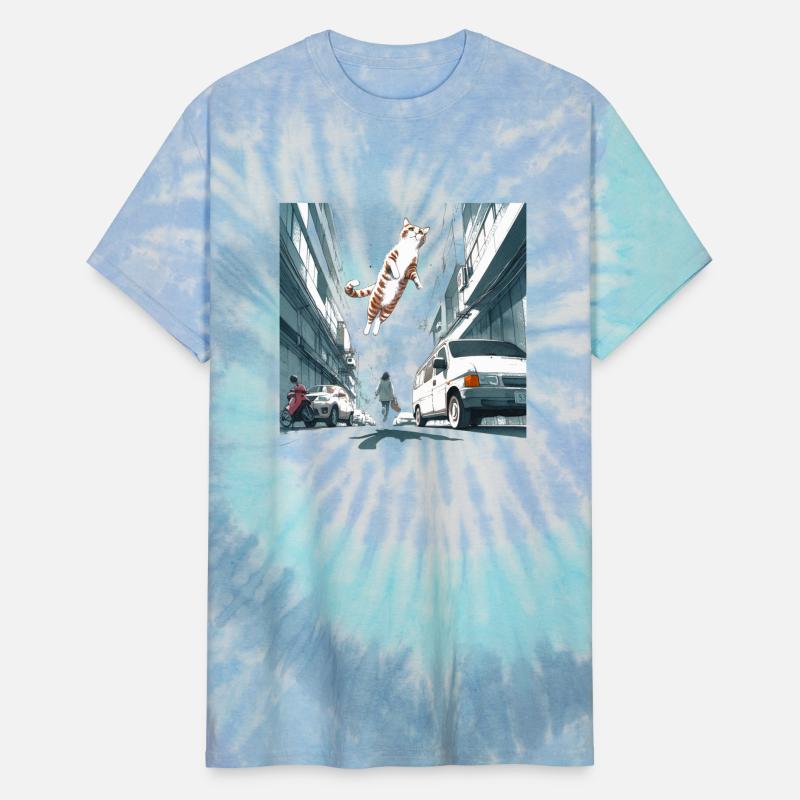 Urban Cat Leap: A Surreal Cityscape Animal Anime