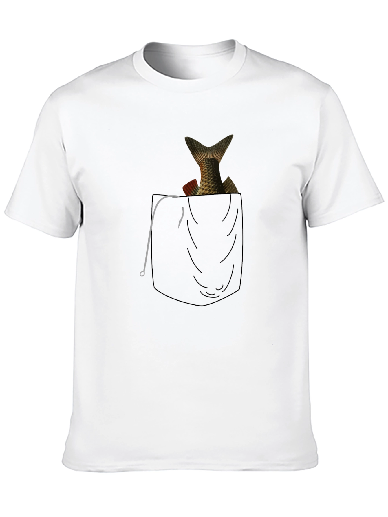 Fish in Pocket Graphic Tee - Mens Black T-Shirt