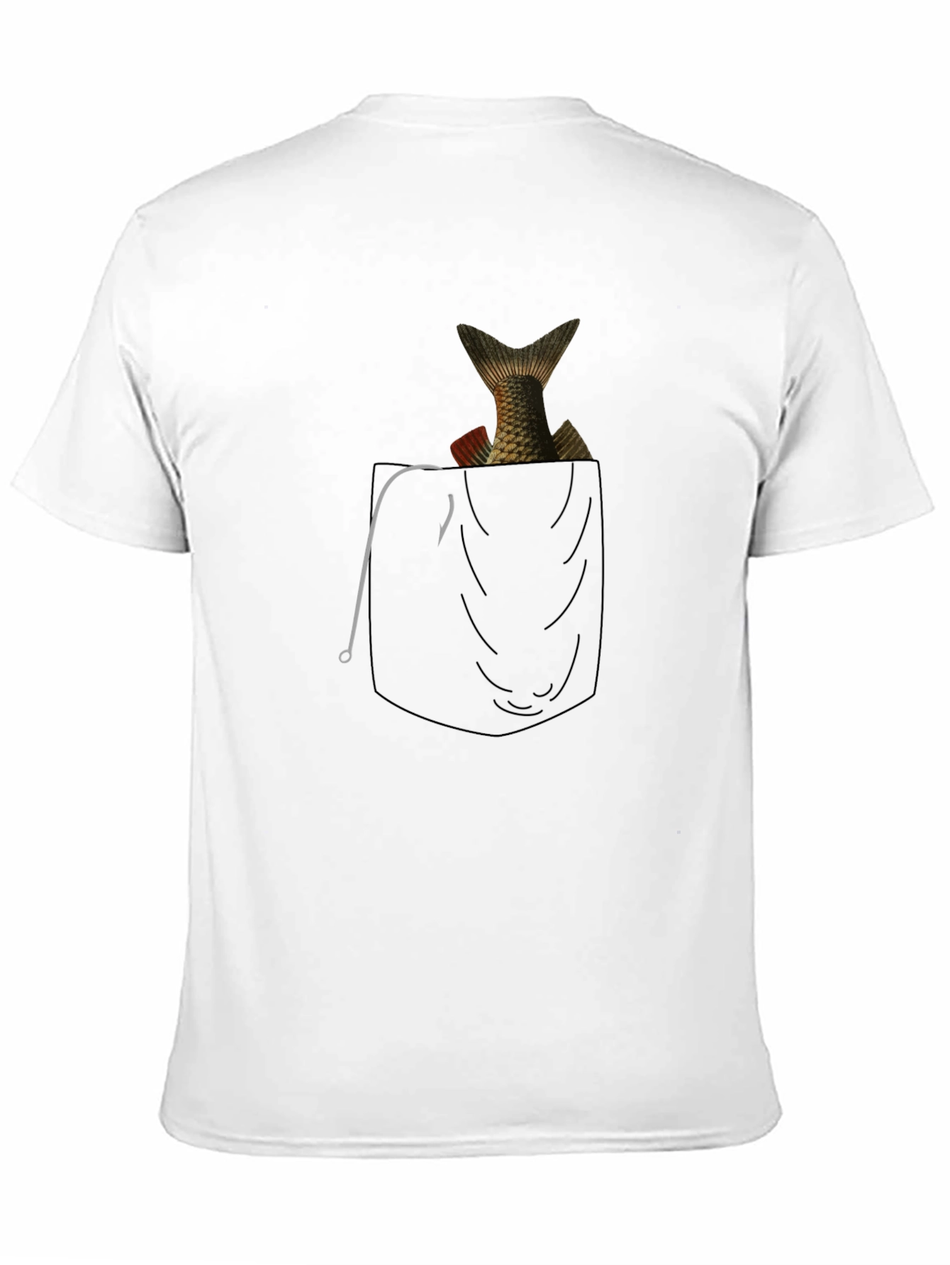 Fish in Pocket Graphic Tee - Mens Black T-Shirt