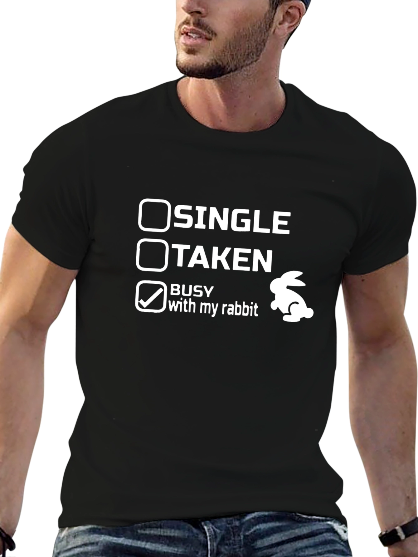 Busy with My Rabbit T-Shirt - Novelty Graphic Tee