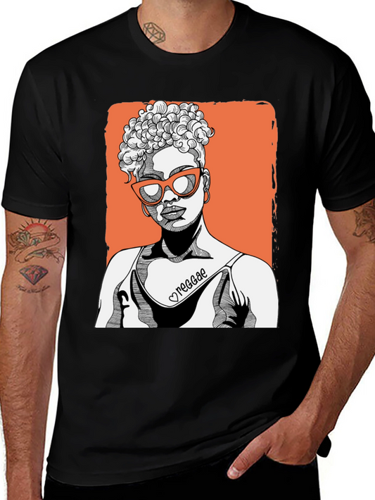 Cool Reggae Woman Graphic Tee - Black Cotton T-Shirt