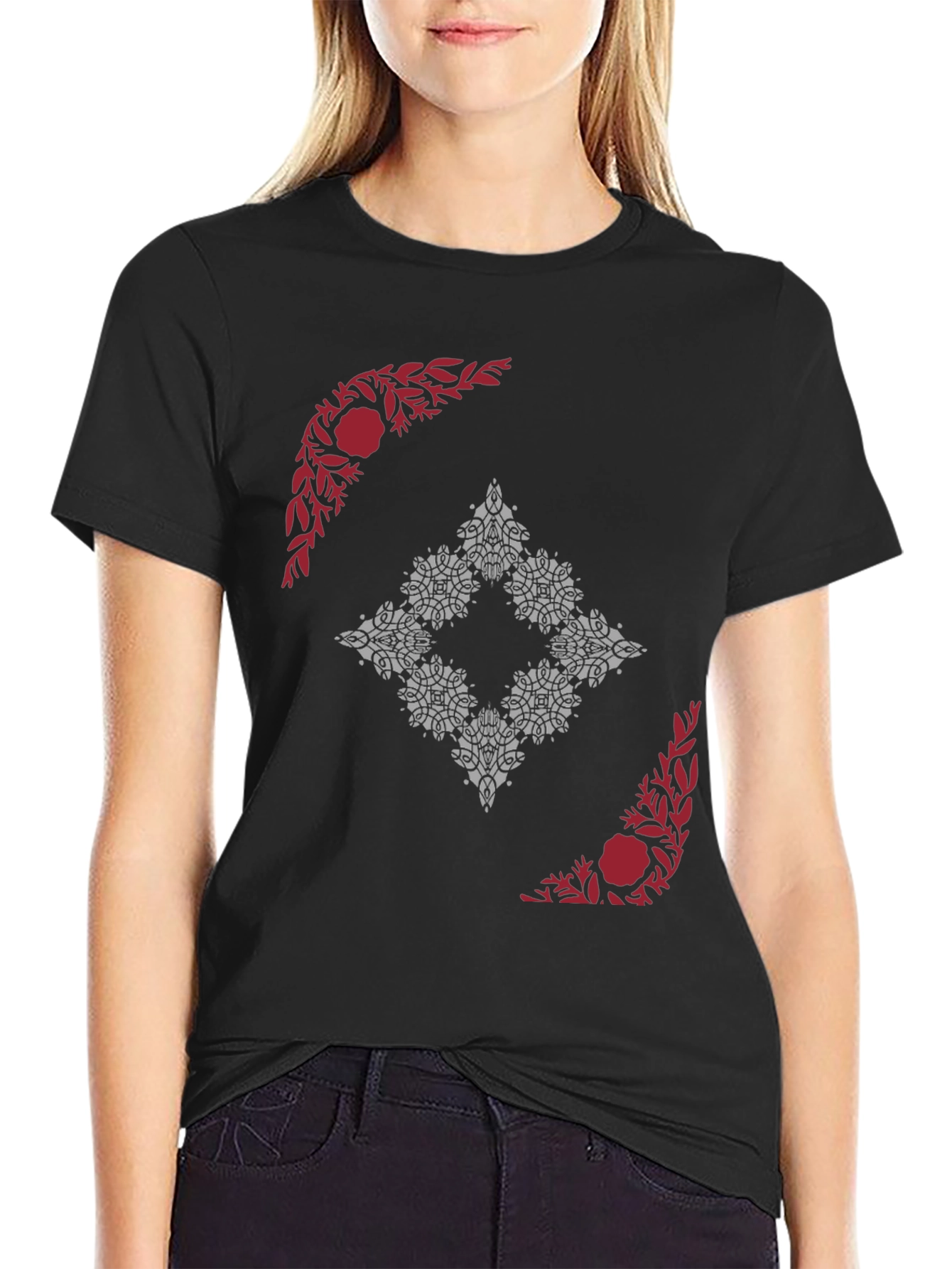 Abstract Floral Graphic Print Tee