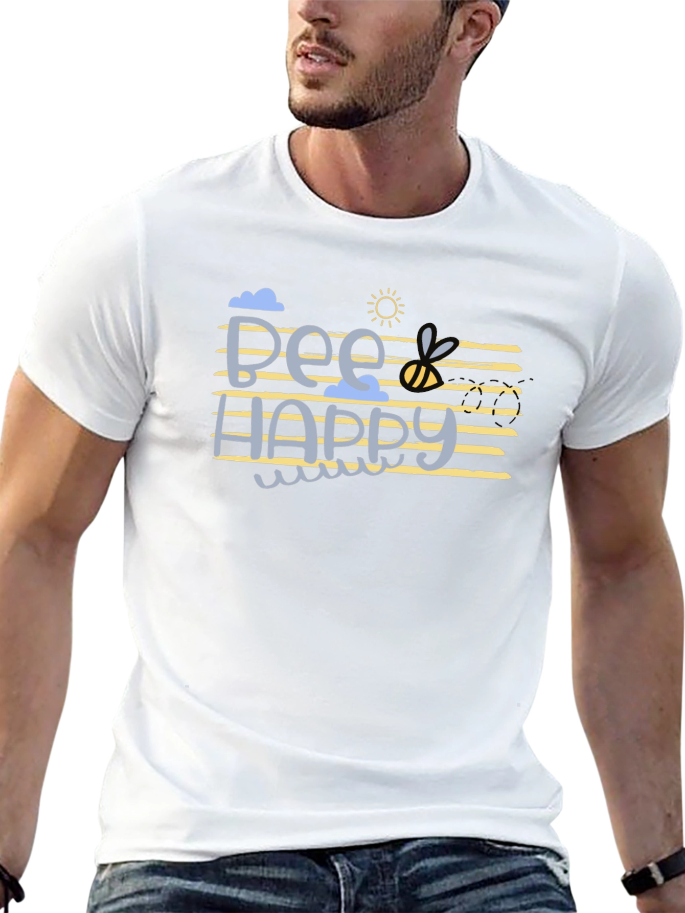 Bee Happy Graphic T-Shirt - Black