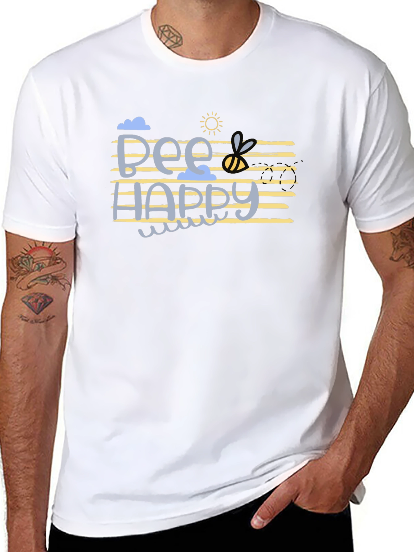 Bee Happy Graphic T-Shirt - Black