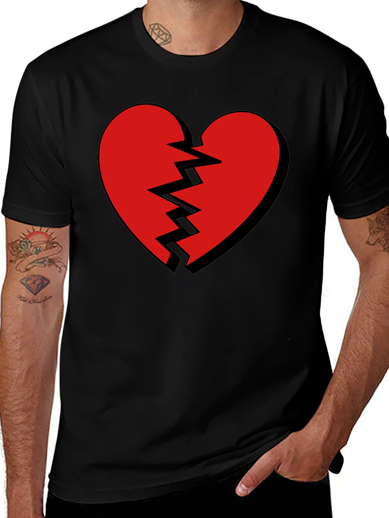 Broken Heart Graphic Tee - Mens Casual T-Shirt