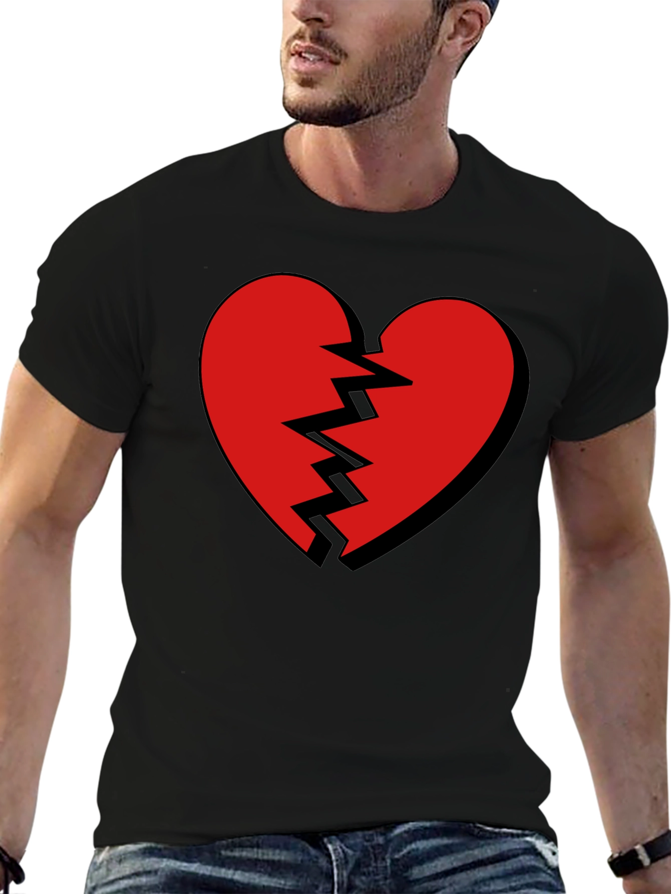 Broken Heart Graphic Tee - Mens Casual T-Shirt