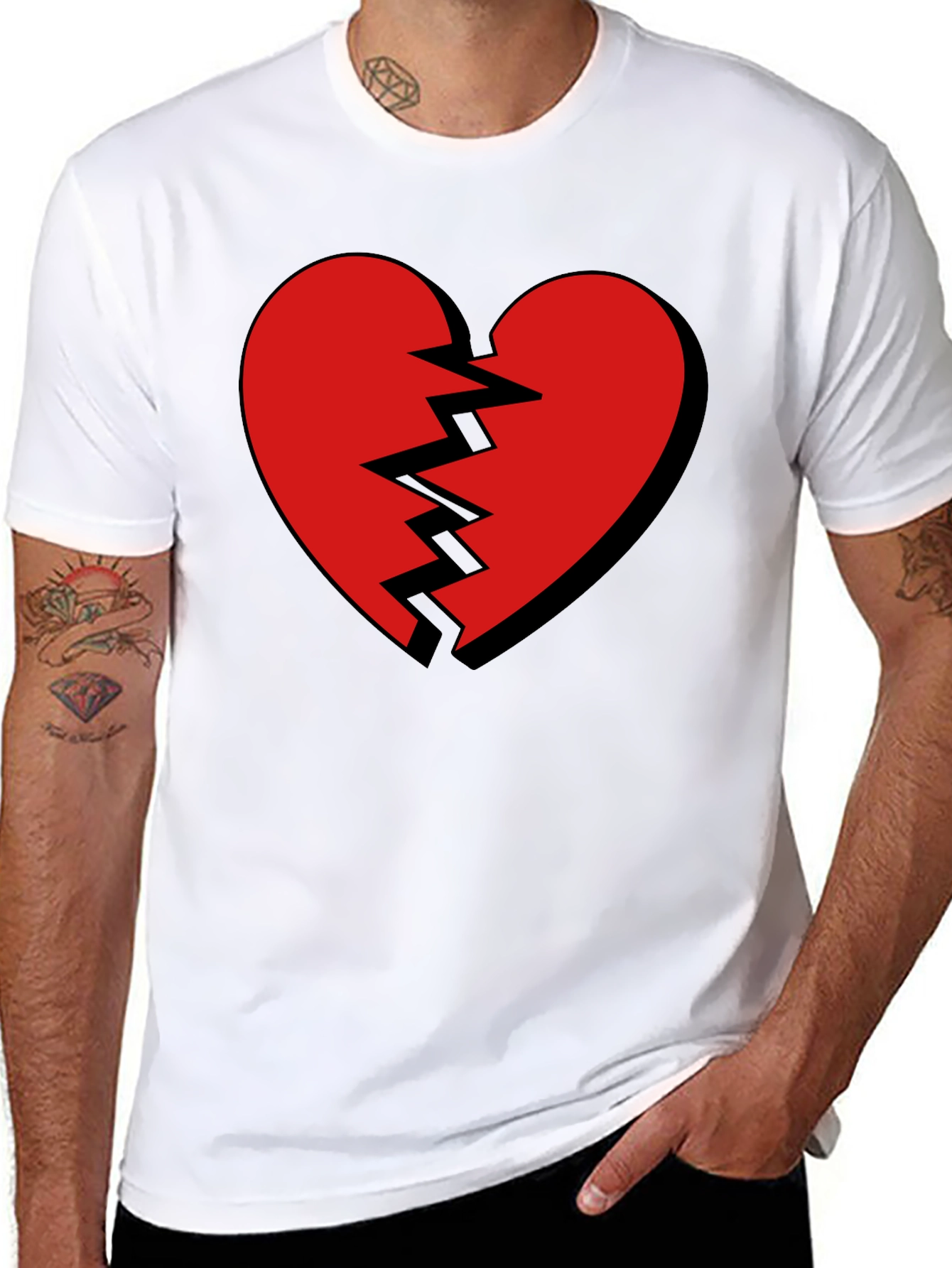 Broken Heart Graphic Tee - Mens Casual T-Shirt