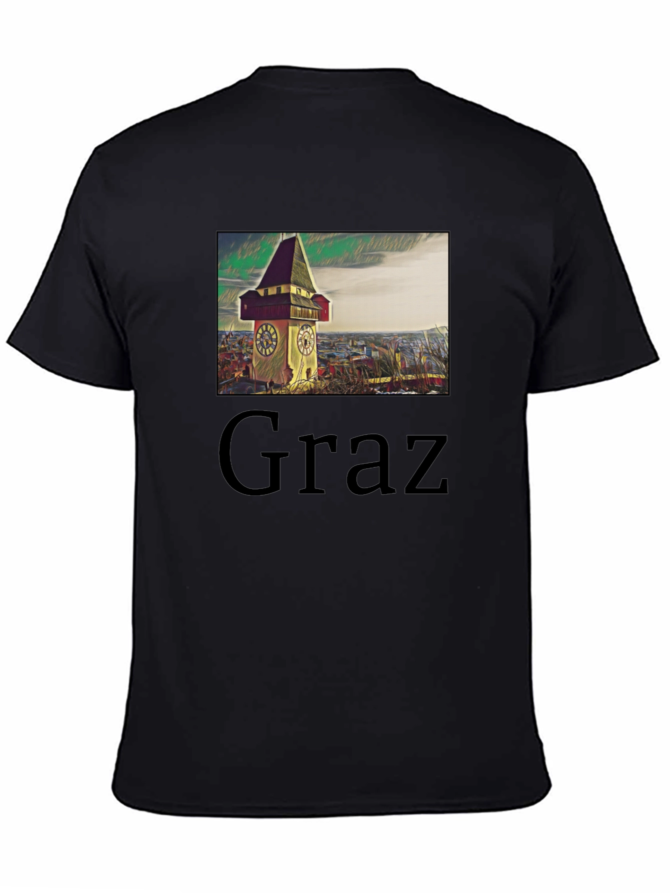 Graz Clock Tower Graphic Tee - Unique Travel Souvenir