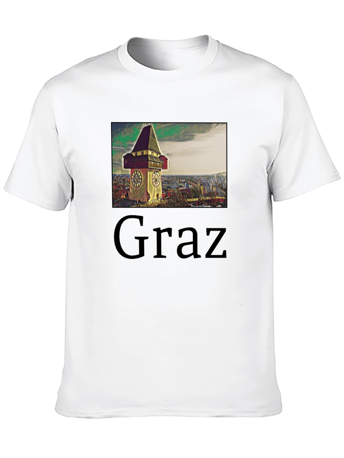 Graz Clock Tower Graphic Tee - Unique Travel Souvenir