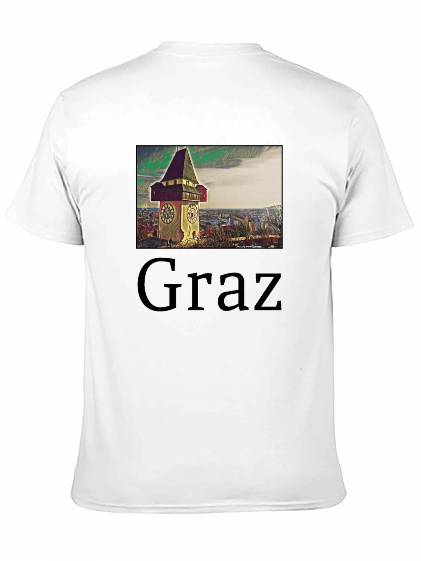 Graz Clock Tower Graphic Tee - Unique Travel Souvenir