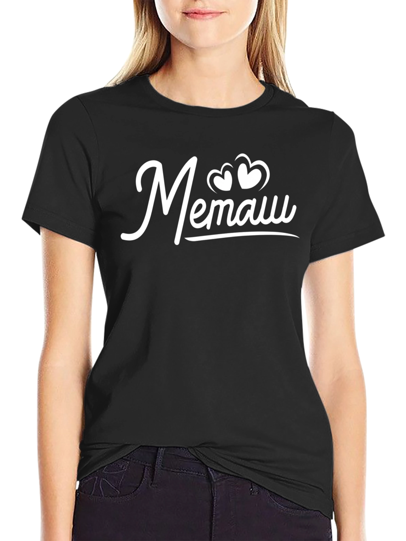 Memaw Heart Script Black T-Shirt