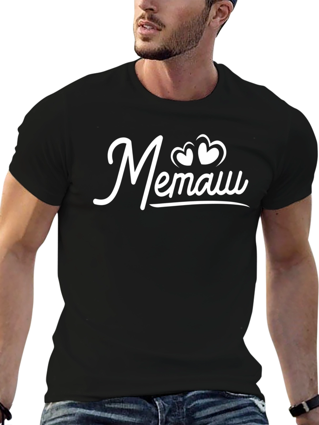 Memaw Heart Script Black T-Shirt