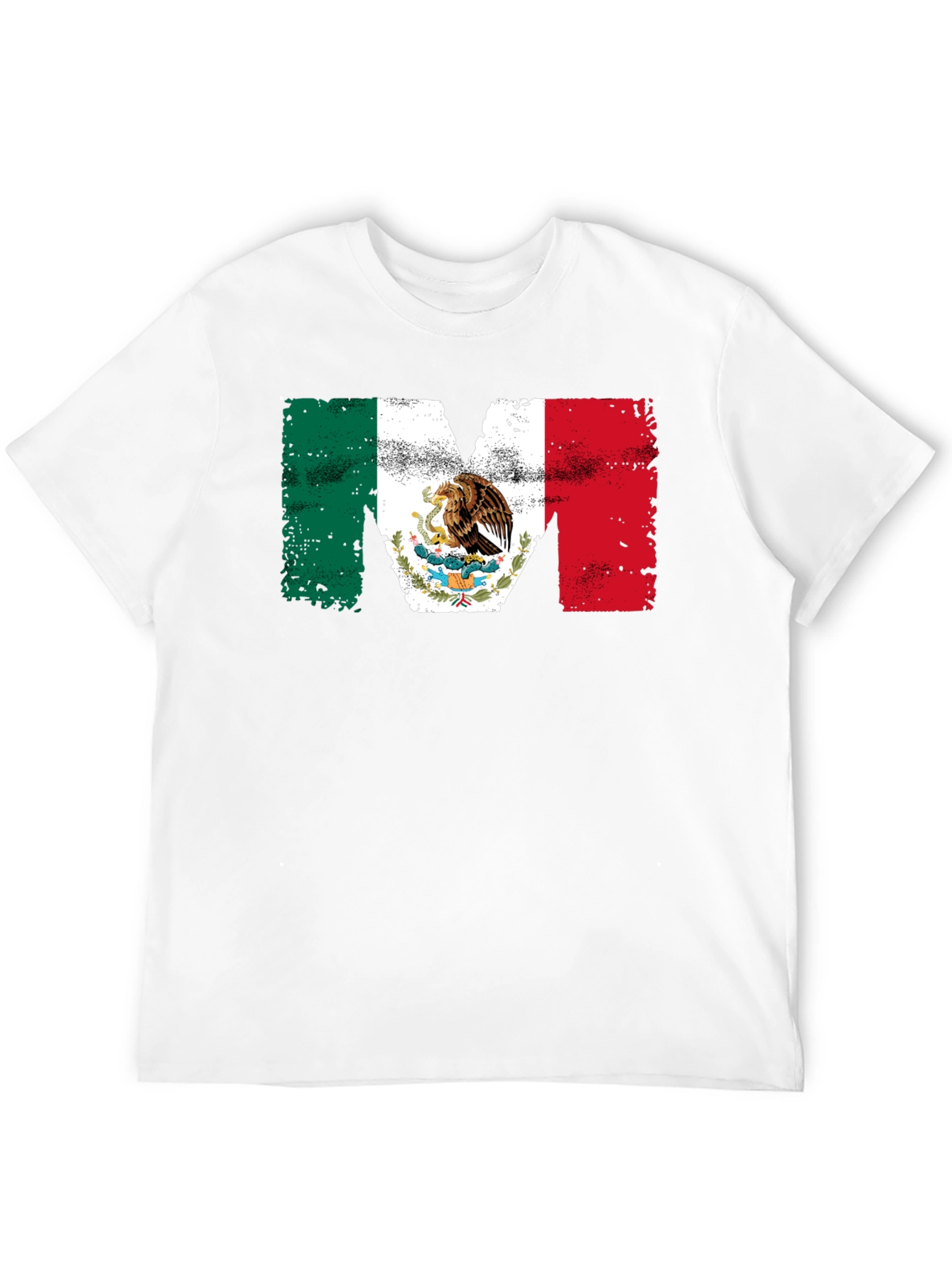 Mexican Flag M Mens Black T-Shirt