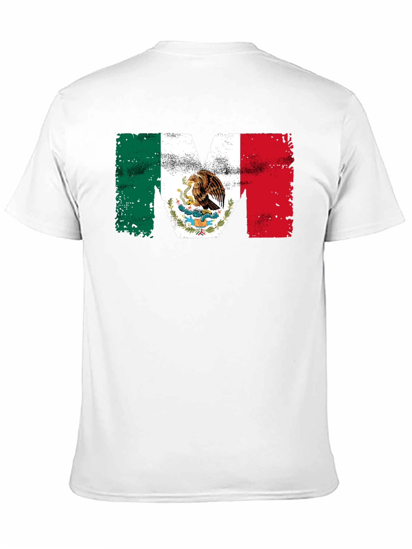 Mexican Flag M Mens Black T-Shirt