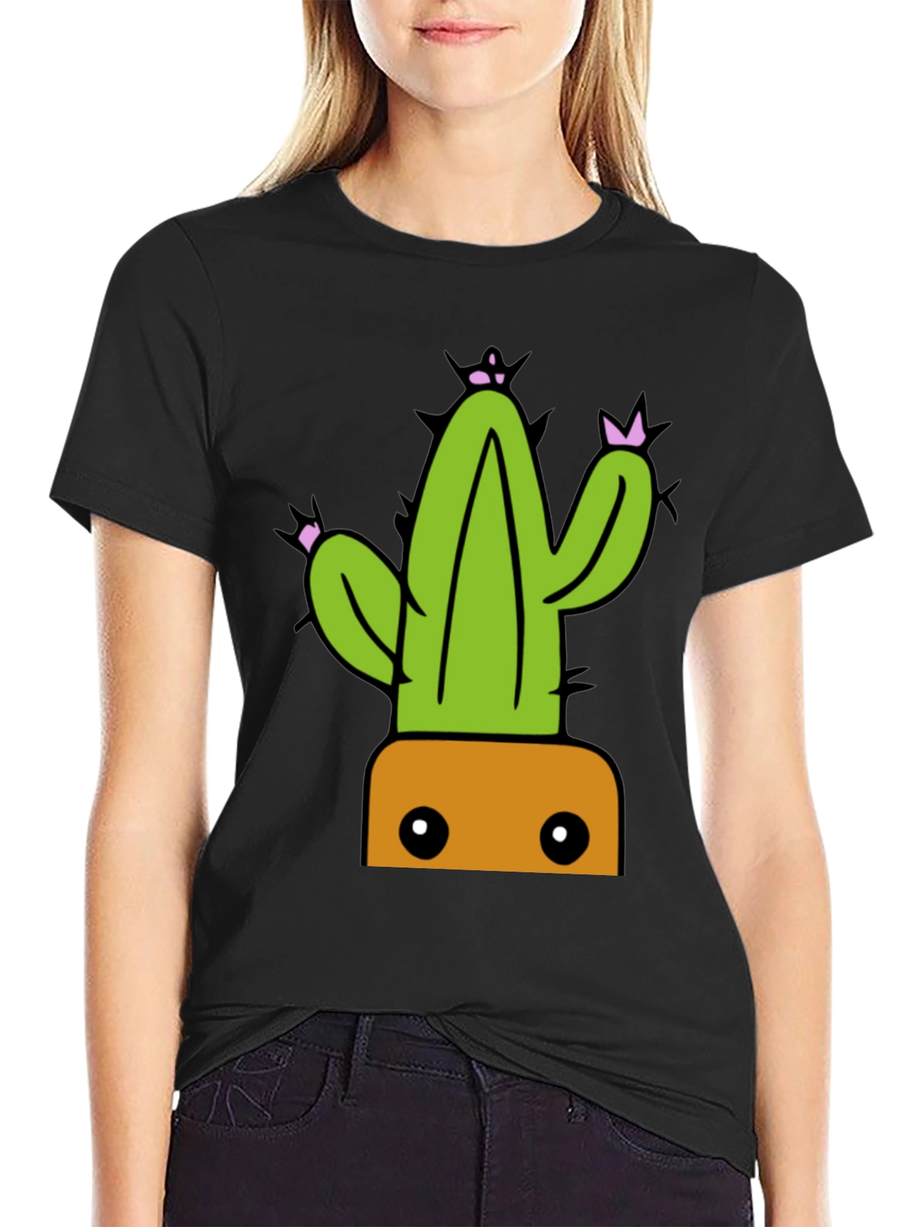 Cactus Graphic Tee - Trendy Potted Plant Shirt