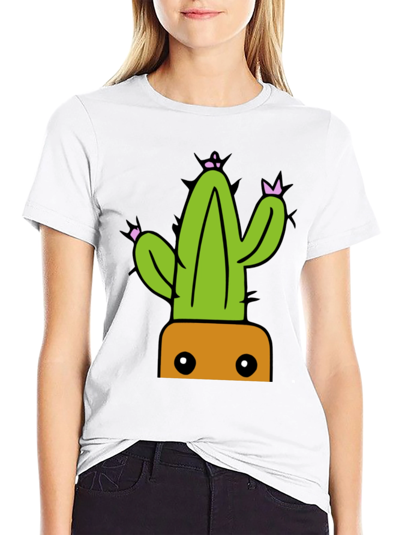 Cactus Graphic Tee - Trendy Potted Plant Shirt