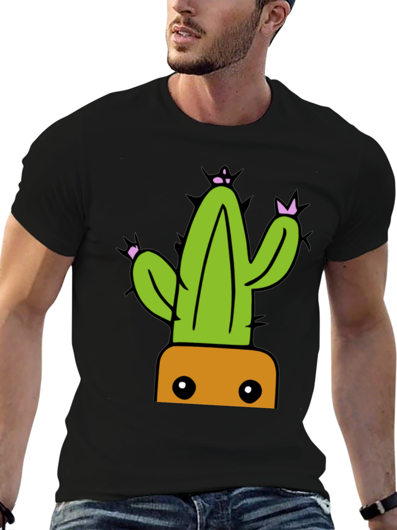 Cactus Graphic Tee - Trendy Potted Plant Shirt