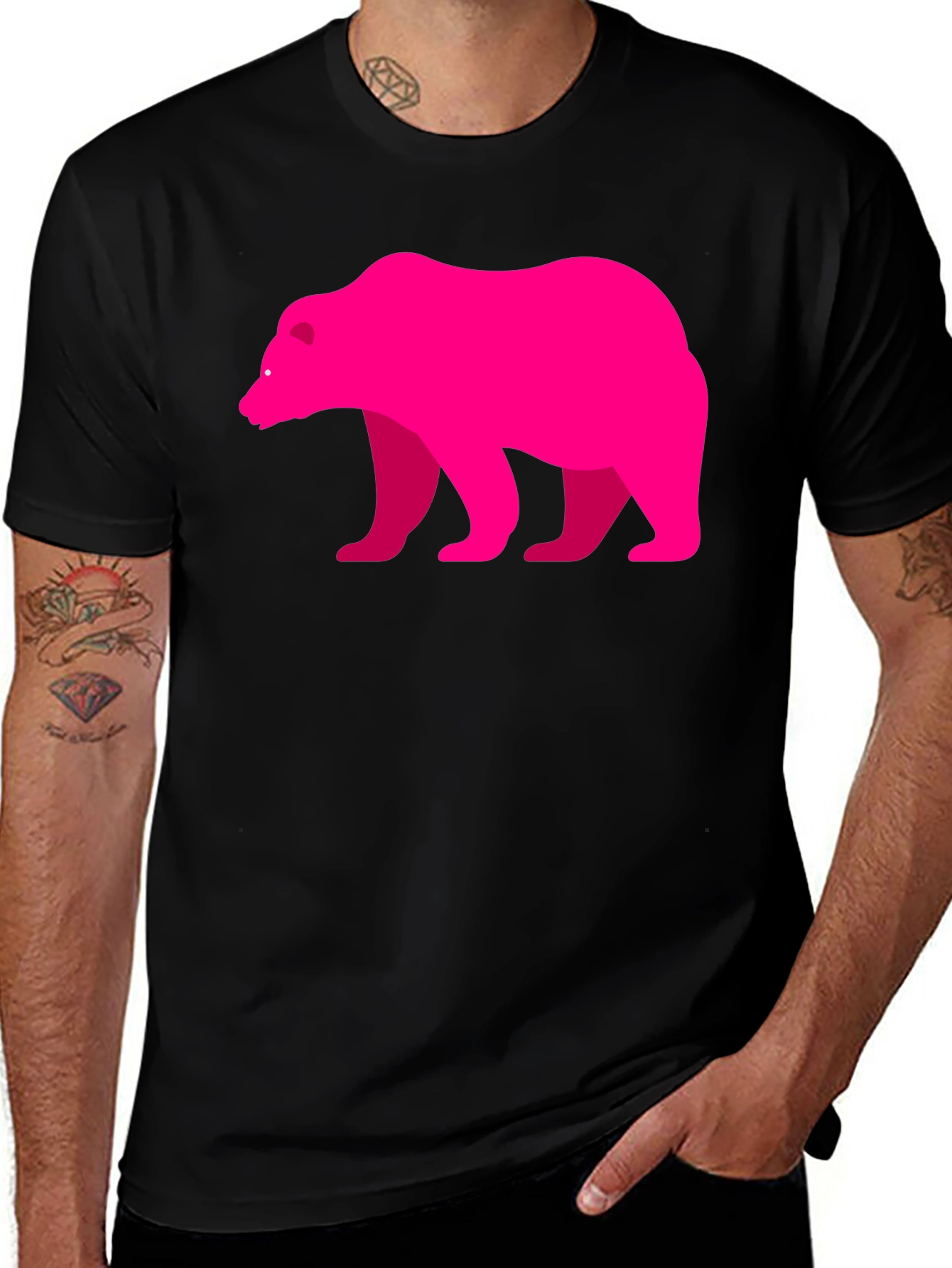 Bear Graphic Tee - Mens Black T-Shirt