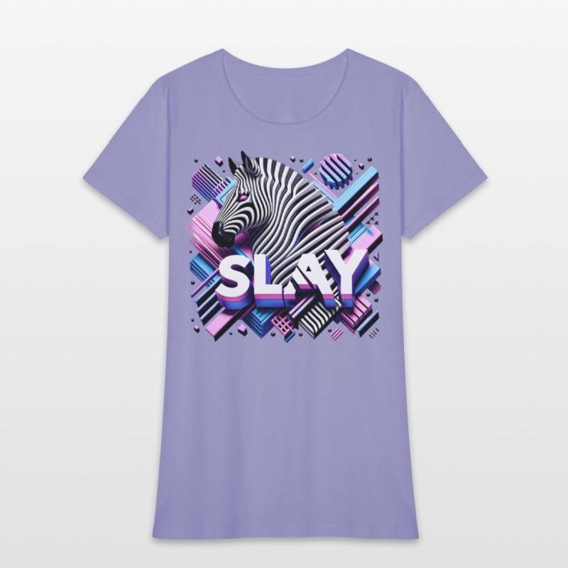 Vaporwave SLAY Zebra T Shirt Design