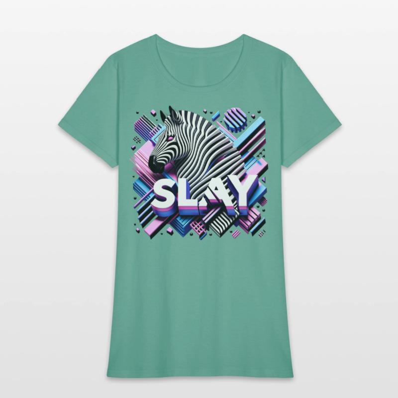 Vaporwave SLAY Zebra T Shirt Design