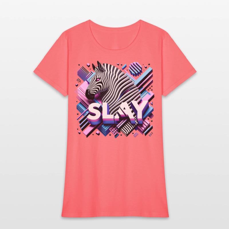 Vaporwave SLAY Zebra T Shirt Design