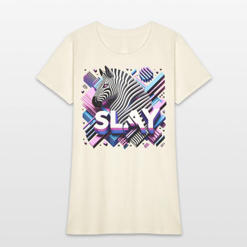 Vaporwave SLAY Zebra T Shirt Design