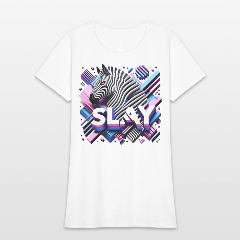 Vaporwave SLAY Zebra T Shirt Design