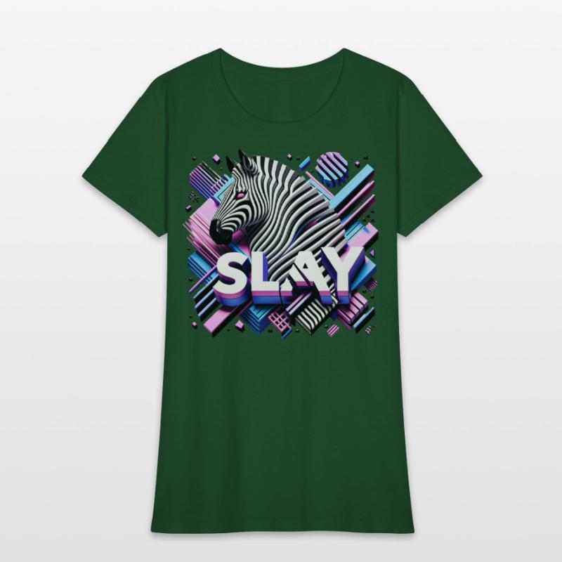 Vaporwave SLAY Zebra T Shirt Design