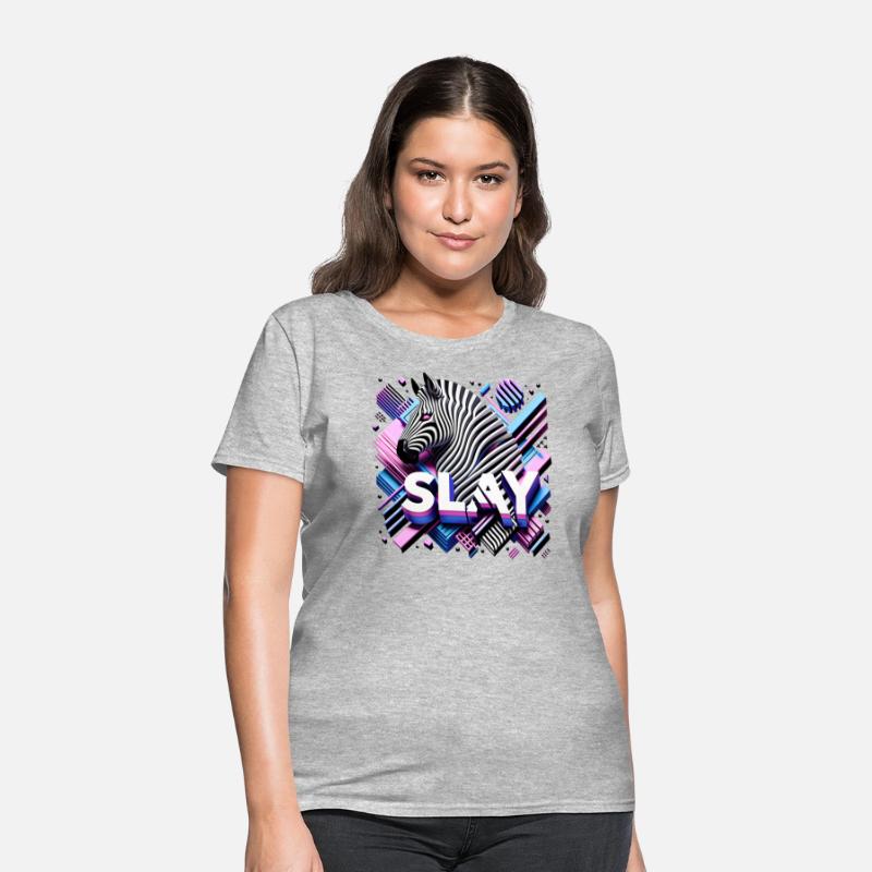 Vaporwave SLAY Zebra T Shirt Design
