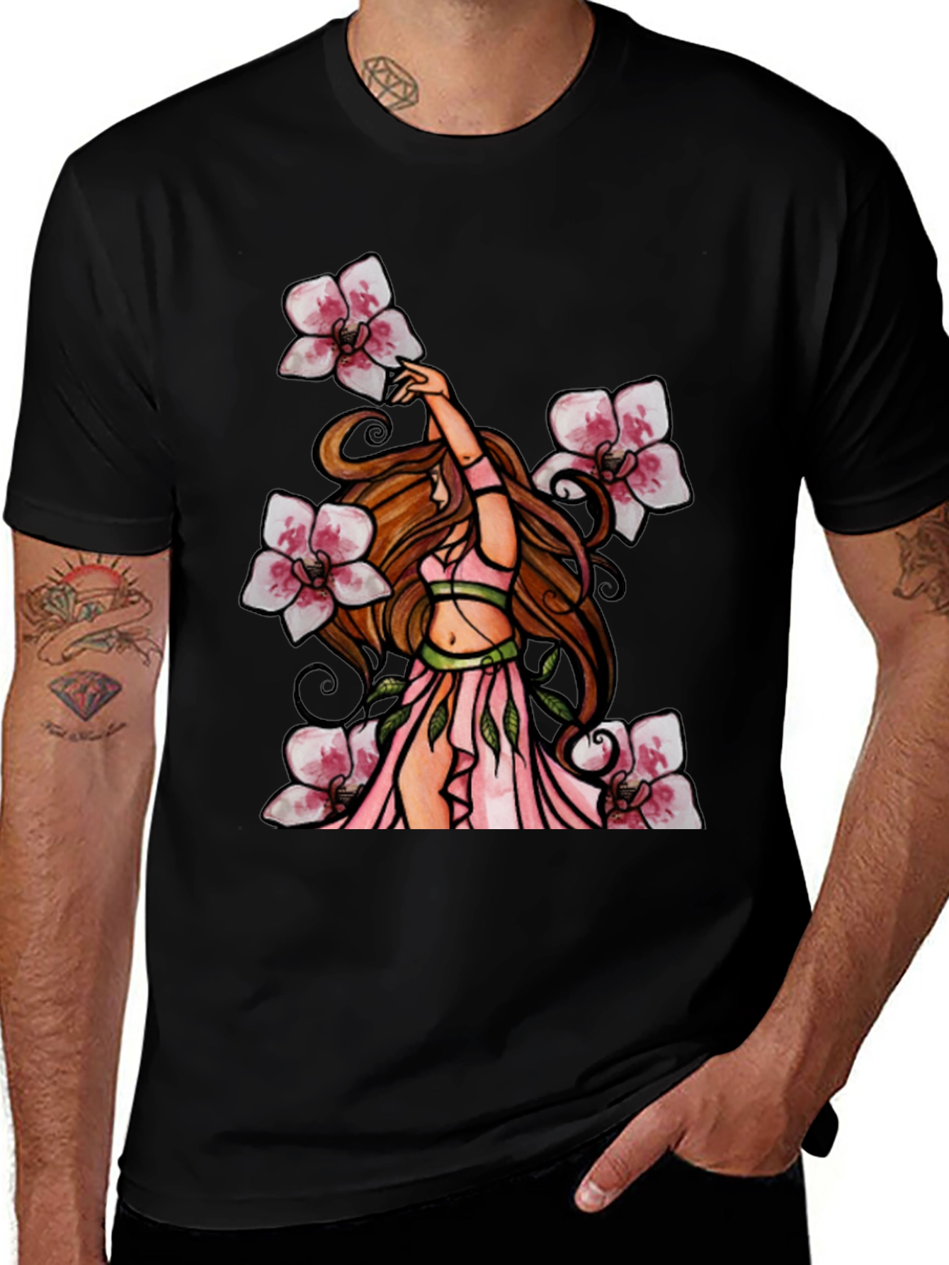 Floral Fairy T-Shirt - Black Graphic Tee