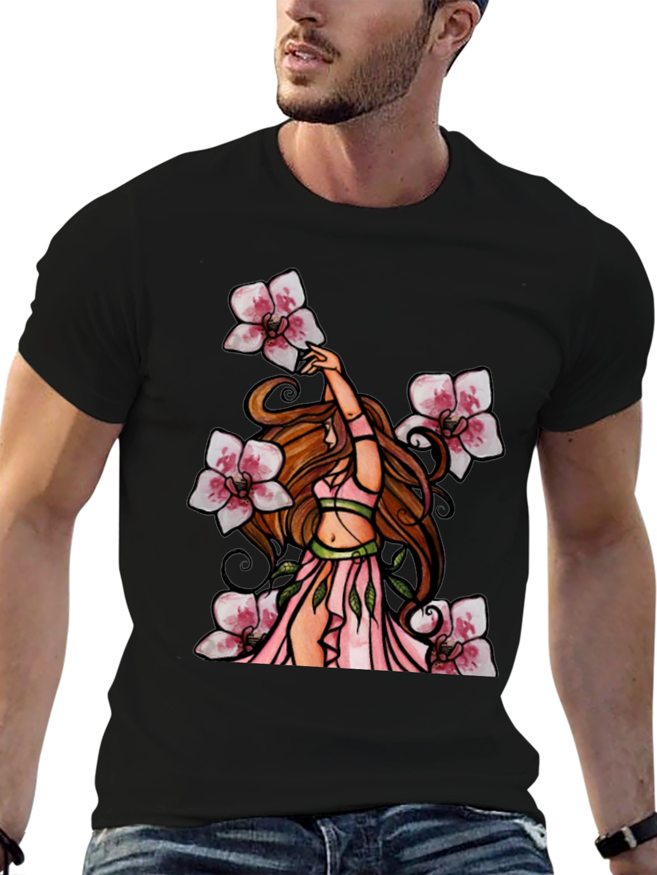 Floral Fairy T-Shirt - Black Graphic Tee