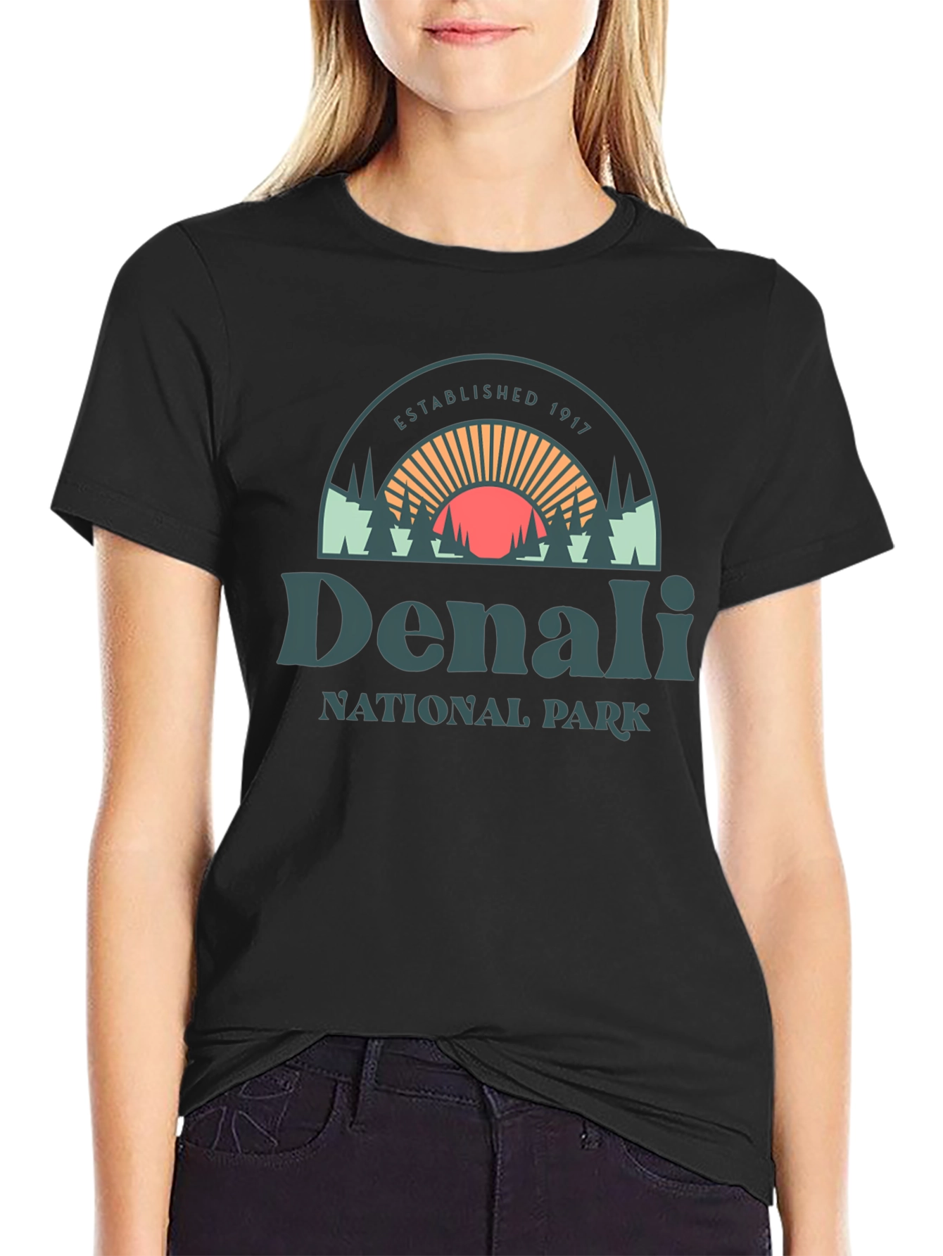 Denali National Park Graphic Tee - Black Cotton Shirt