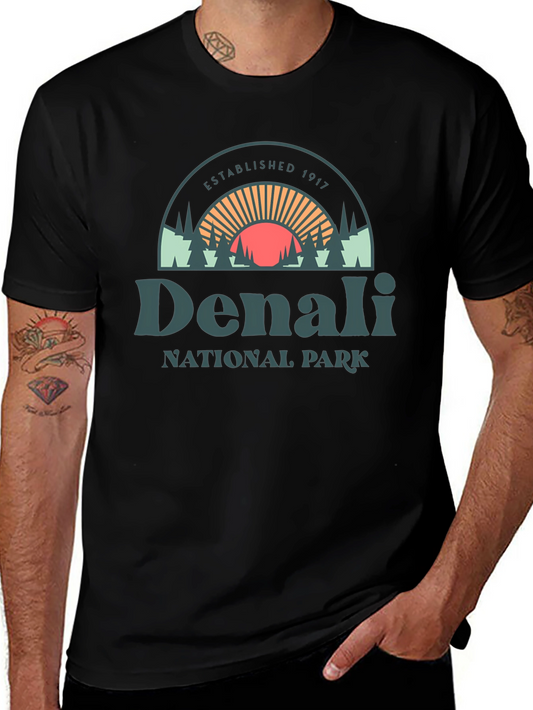 Denali National Park Graphic Tee - Black Cotton Shirt