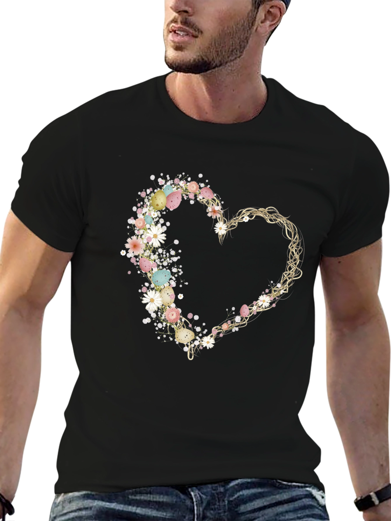 Floral Easter Egg Heart T-Shirt