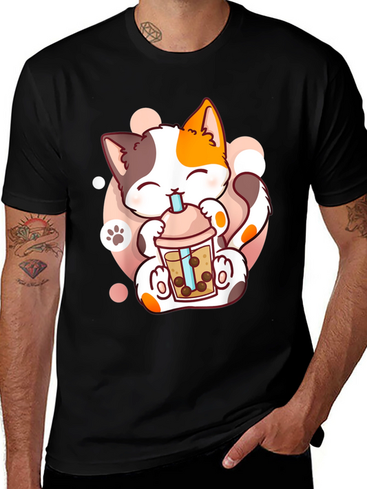 Cute Cat Boba Tea T-Shirt - Kawaii Kitten Design