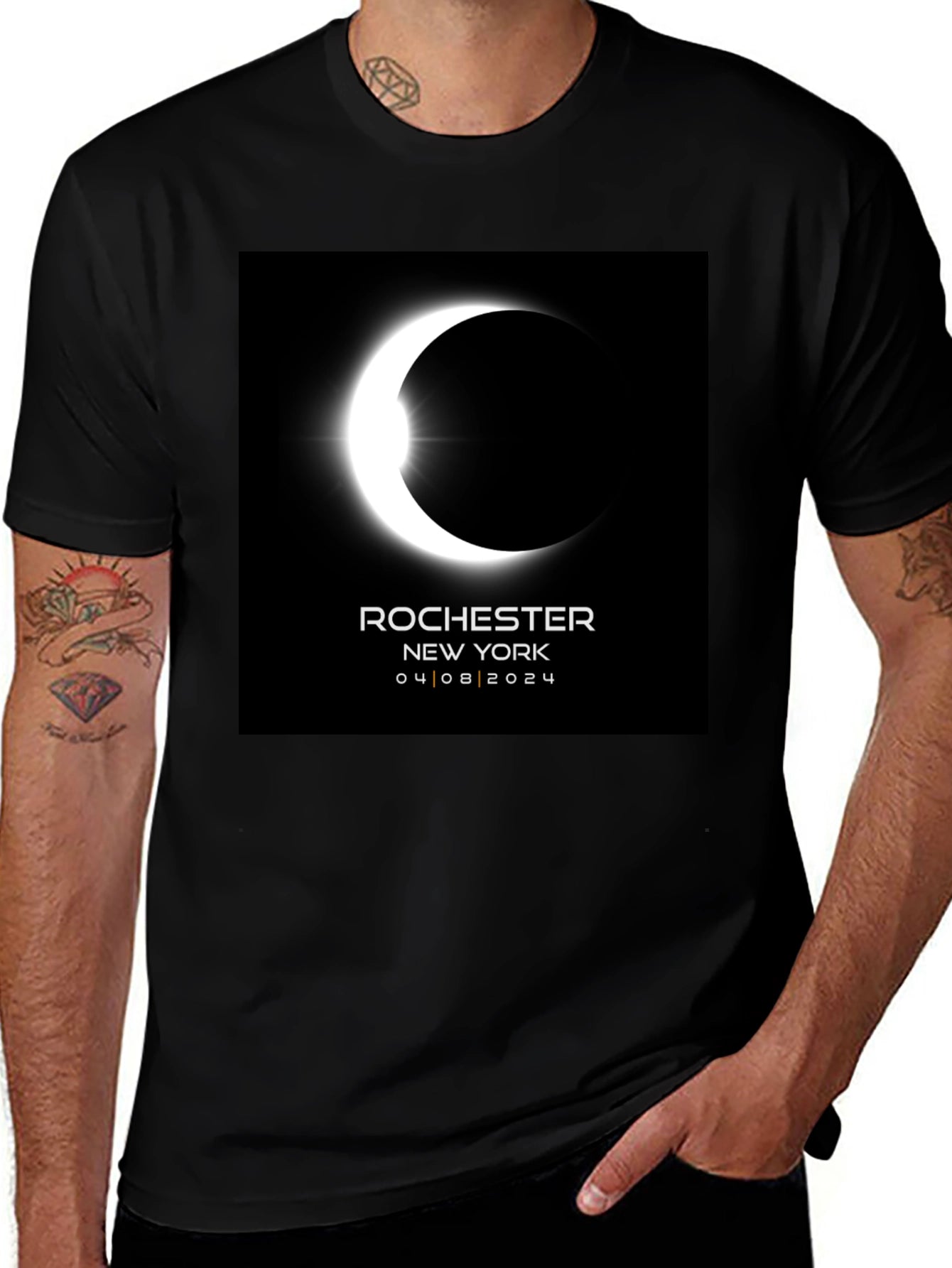 Eclipse Rochester NY 04/08/2024 Black Tee