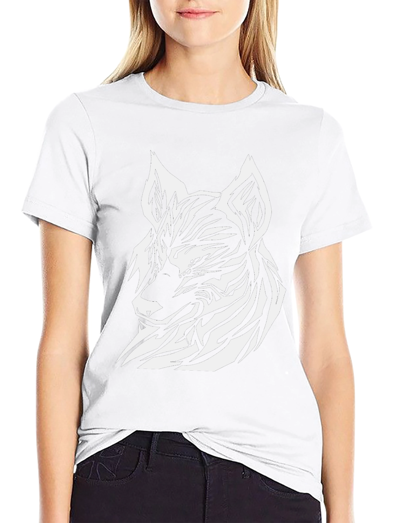 Abstract Wolf Graphic Tee - Modern Streetwear Shirt