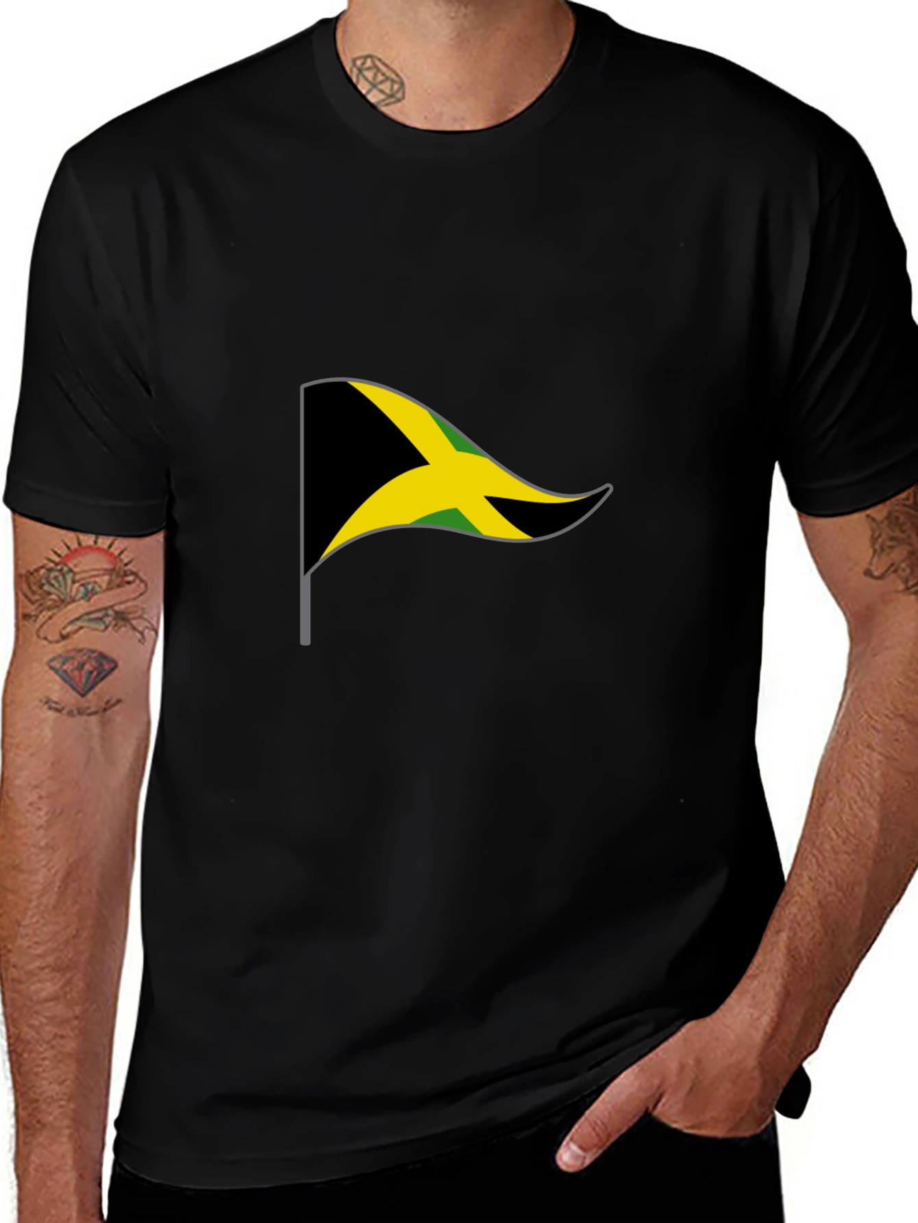 Jamaica Flag Graphic T-Shirt - Black