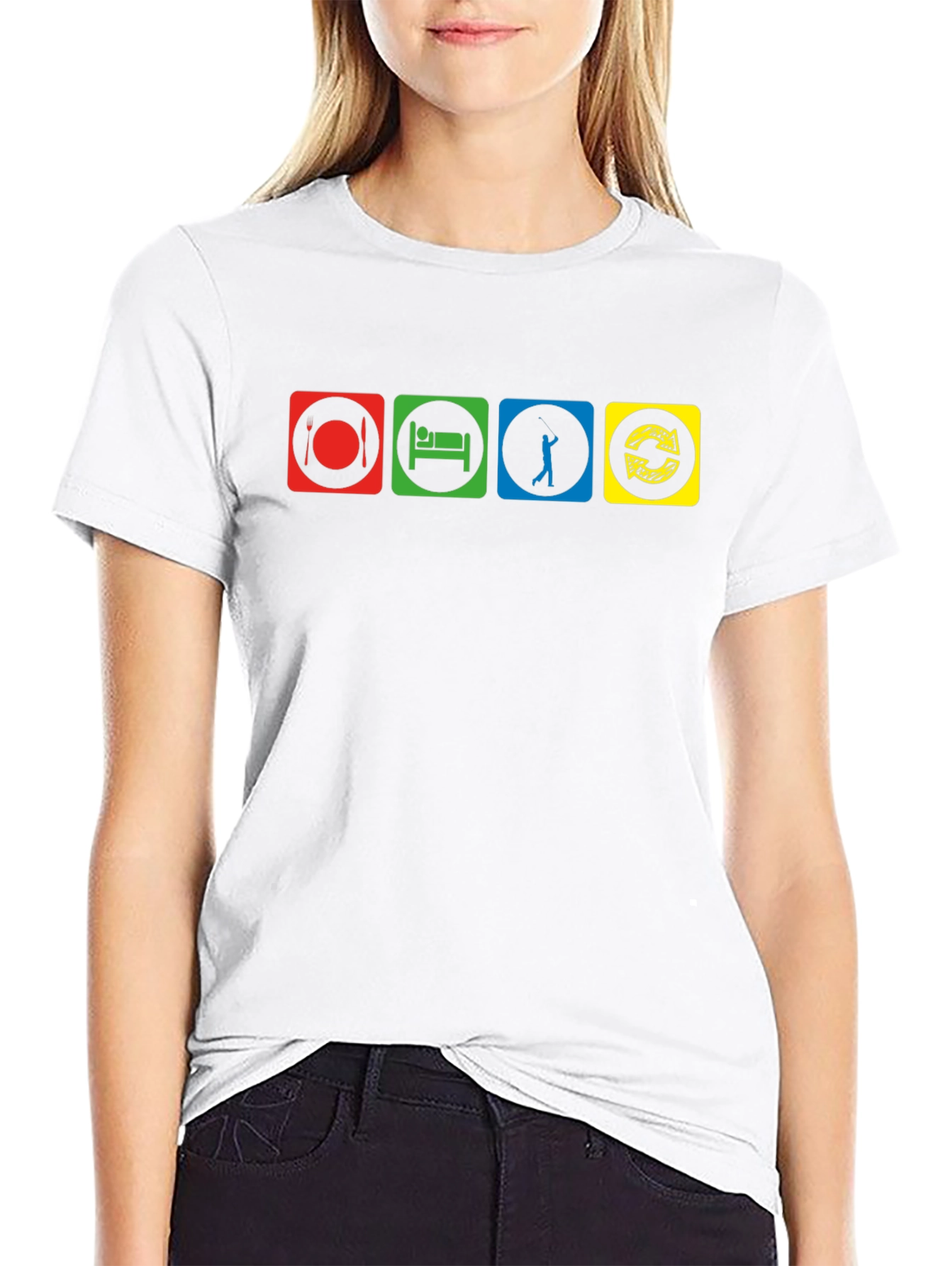 Eat Sleep Golf Repeat - Novelty Graphic T-Shirt