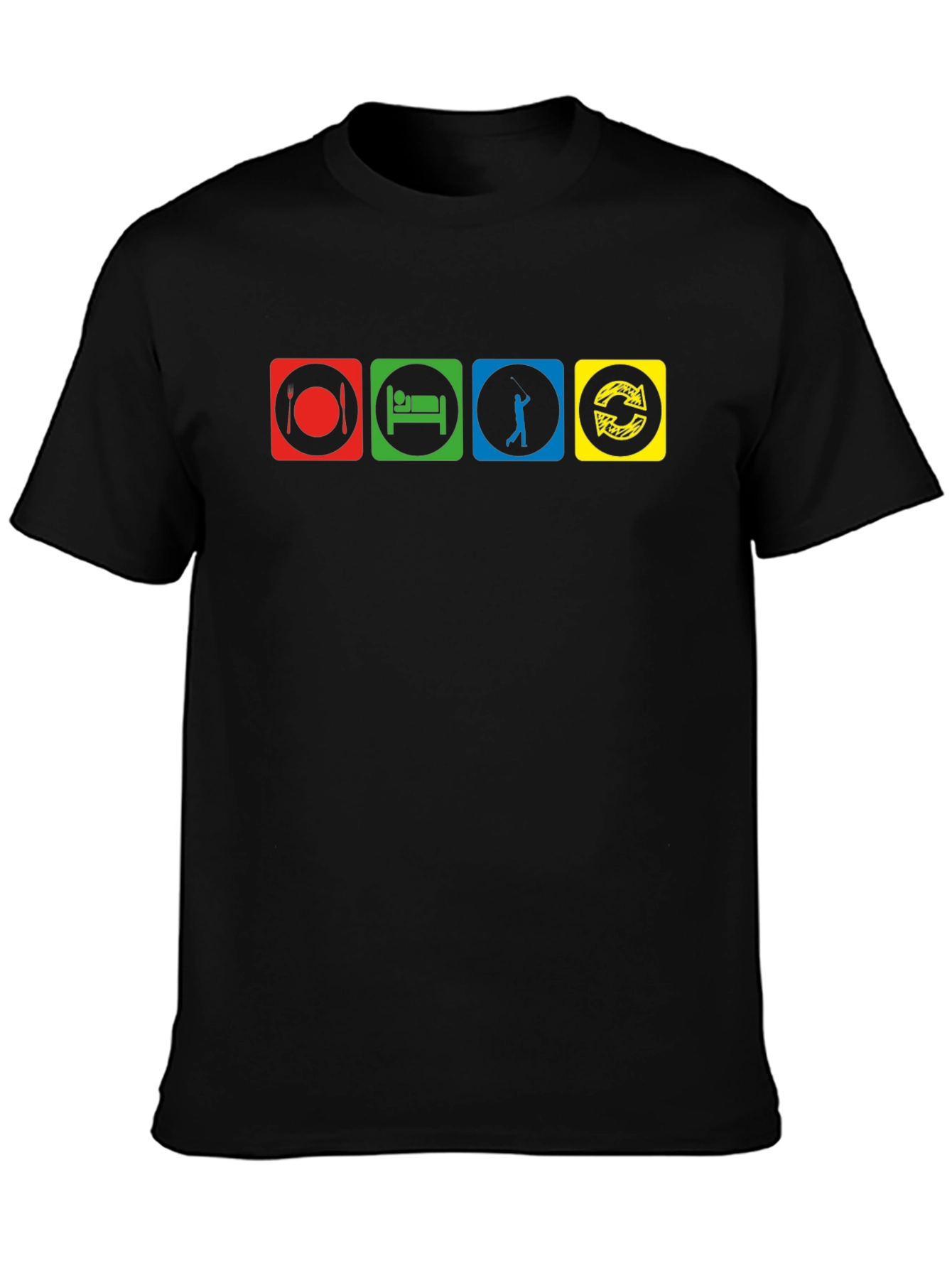 Eat Sleep Golf Repeat - Novelty Graphic T-Shirt
